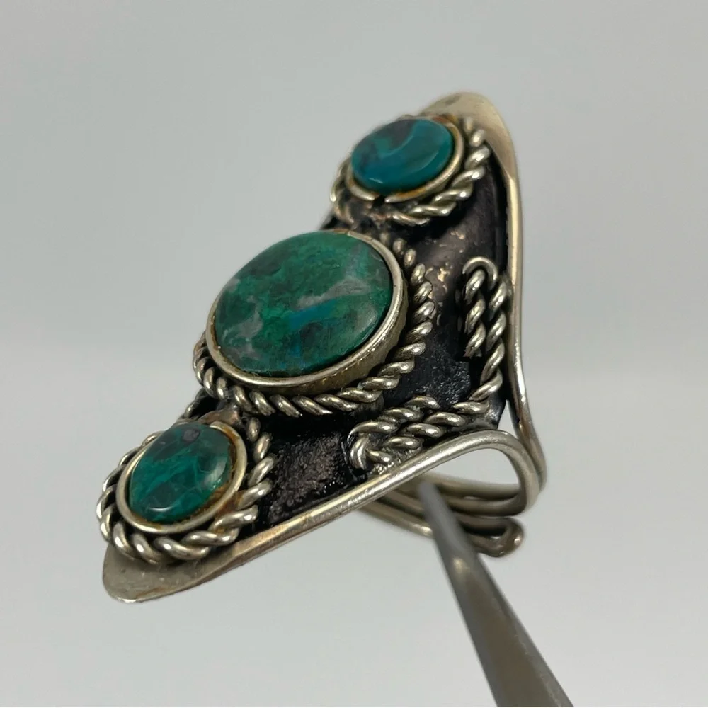 Boho Fun Funky Ring Gemstone Silver Tone Adjustable Statement Cute Timeless